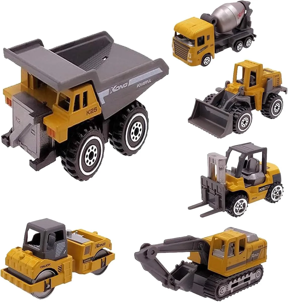 6Pcs Mini Alloy Engineering car Children's Toy Game car, Digging Locomotive Series, Outdoor Sports for Children Aged 3-7, Children's Day Gift