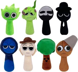 8PCS Sprunki Game Plush, Sprunki Toys Plush,Soft Stuffed Animal Pillow Doll Christmas Birthday Gifts for Adult Kids(8PCS-B)
