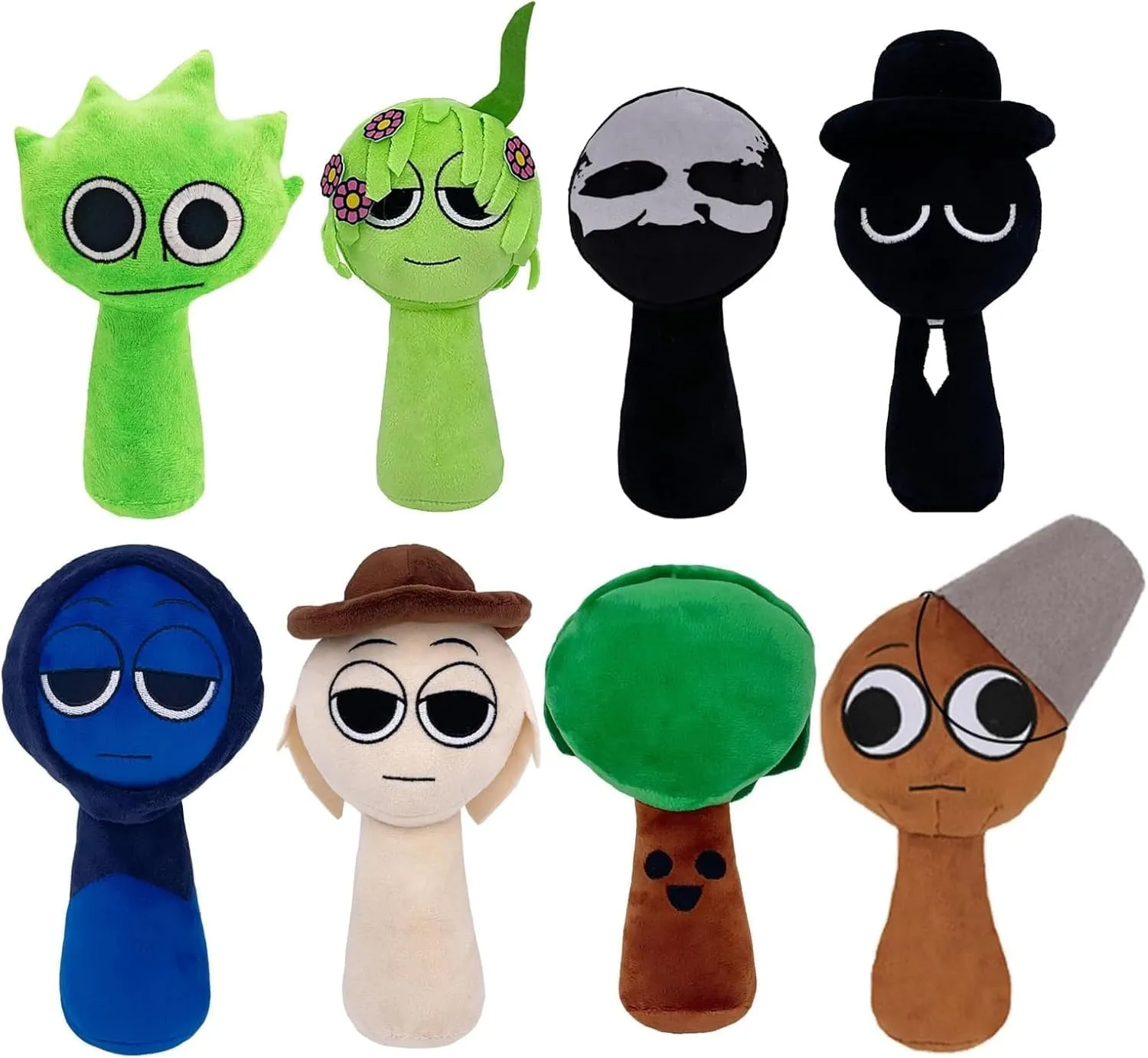 8PCS Sprunki Game Plush, Sprunki Toys Plush,Soft Stuffed Animal Pillow Doll Christmas Birthday Gifts for Adult Kids(8PCS-B)