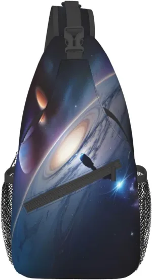 A Fascinating Universe Crossbody Bag, Men'S And Women'S Chest Crossbody Bag, Zipper Closure, Strap Length Adjustable