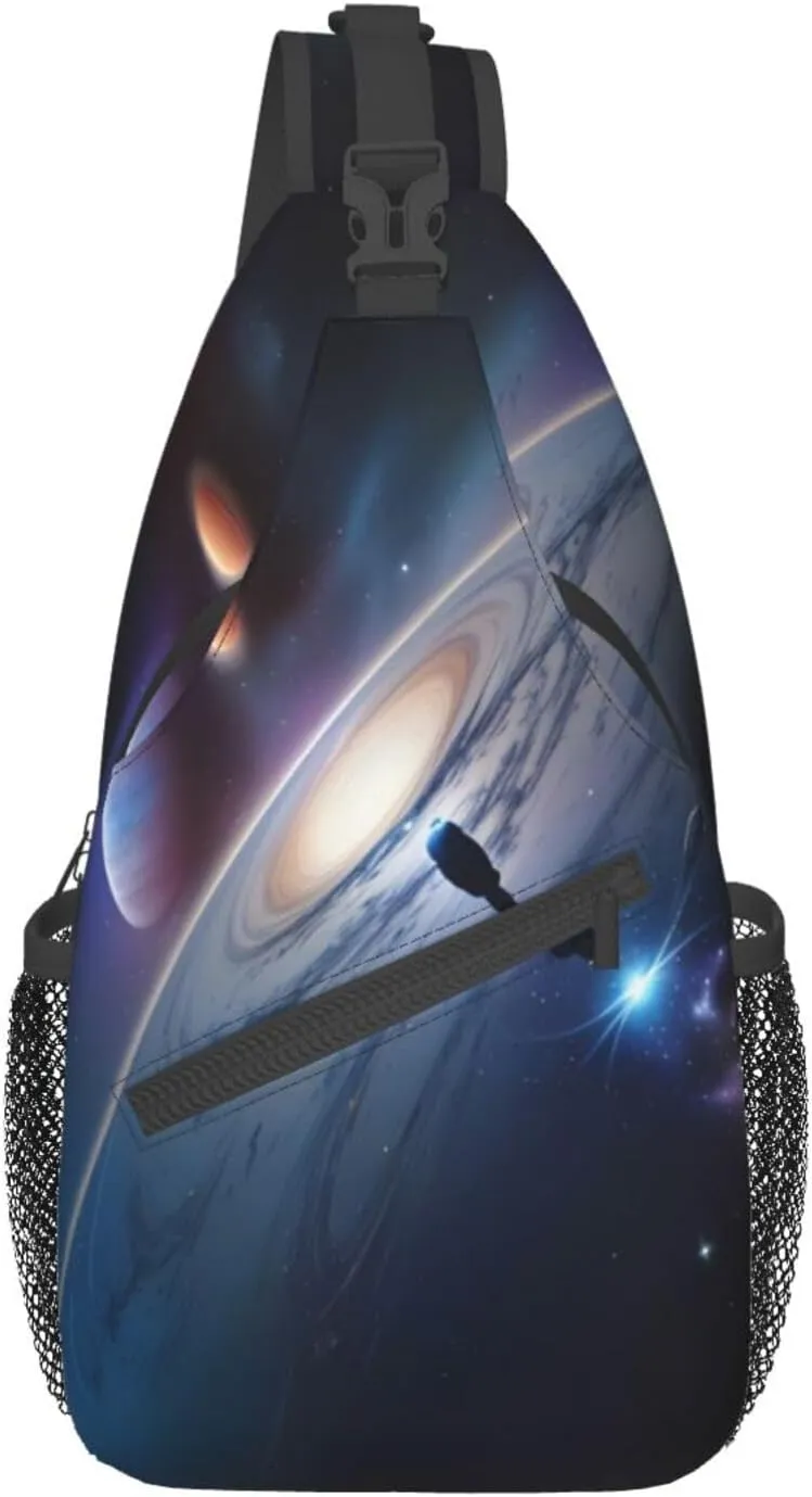 A Fascinating Universe Crossbody Bag, Men'S And Women'S Chest Crossbody Bag, Zipper Closure, Strap Length Adjustable