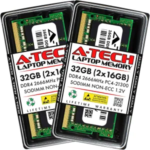 A-Tech 32GB Kit (2x16GB) RAM for Clevo P641Hxx, P750DM, P751DM, P770DM, P771DM | DDR4 2666MHz PC4-21300 SODIMM Non-ECC Memory Upgrade