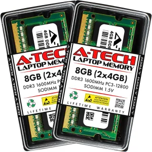 A-Tech 8GB Kit (2x4GB) RAM for Clevo A110SU-T, P170SM-A, P375SM-A, P377SM-A, W130EW, W230ST, W258CZQ, W271EUQ, W370ET, W540SU1, W545SU1 | DDR3 1600MHz PC3-12800 SODIMM 1.5V Non-ECC Memory Upgrade