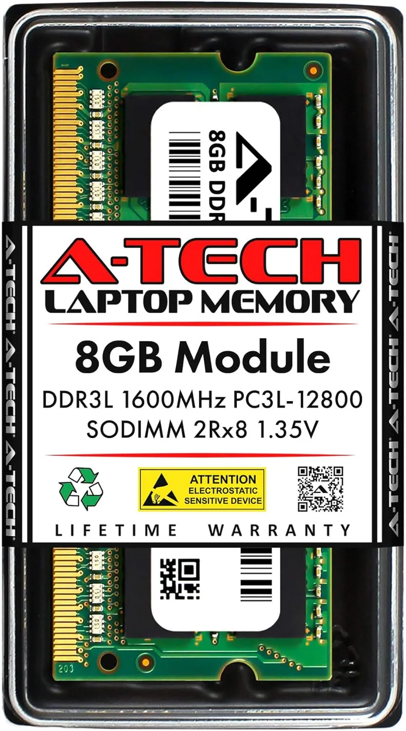 A-Tech 8GB RAM for Clevo N155RD, P650SE, P670SG, W330SU2, W655SJ, W670SFQ1, W670SJQ1, W840SU-T, W941SU2-T, W950SU2, W970SUW, W970SUY | DDR3 1600MHz PC3-12800 SODIMM 1.35V Non-ECC Memory Upgrade