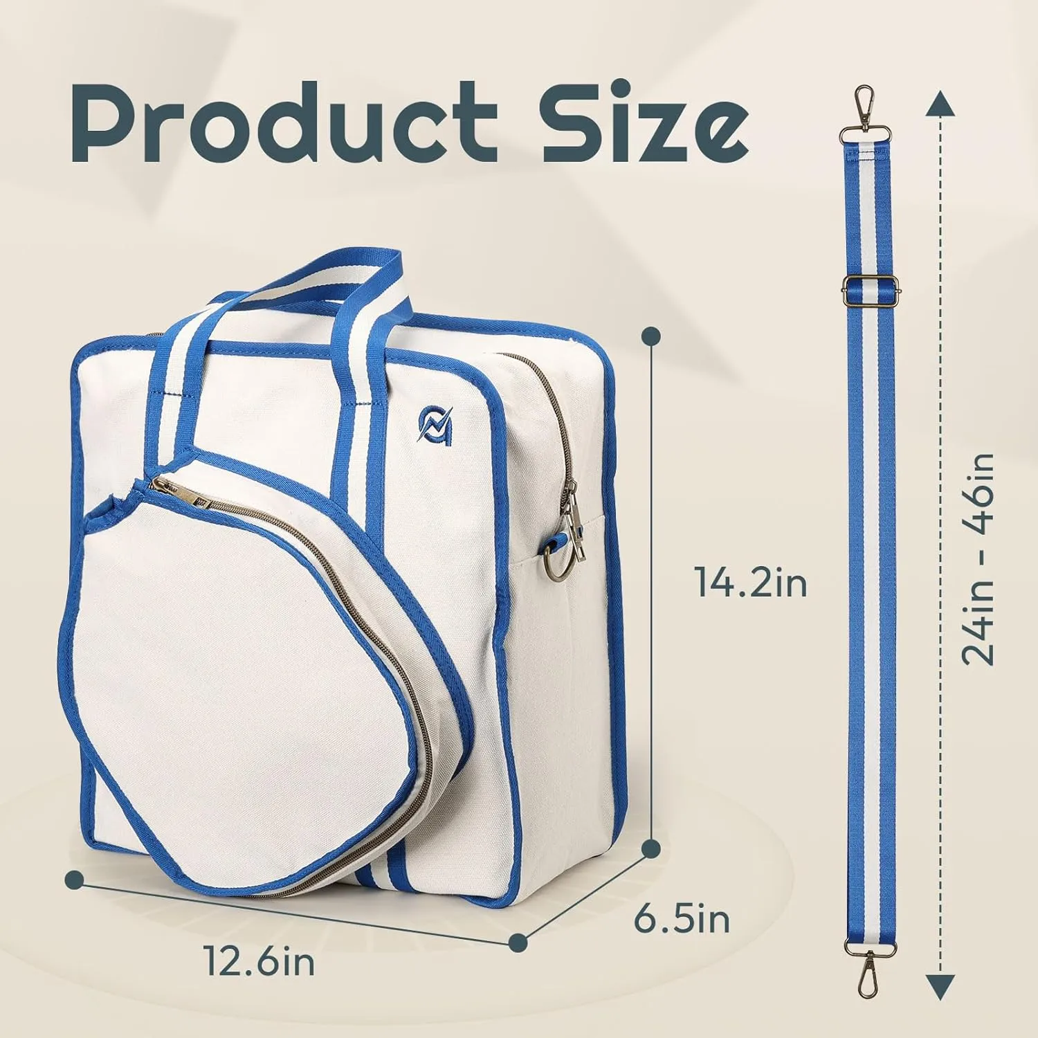 A11N SPORTS Pickleball Bag - Stylish Canvas Tote Bag with Adjustable Strap for Crossbody, Handbag, or Shoulder Bag - Ideal Pickleball Gift for Women and Men