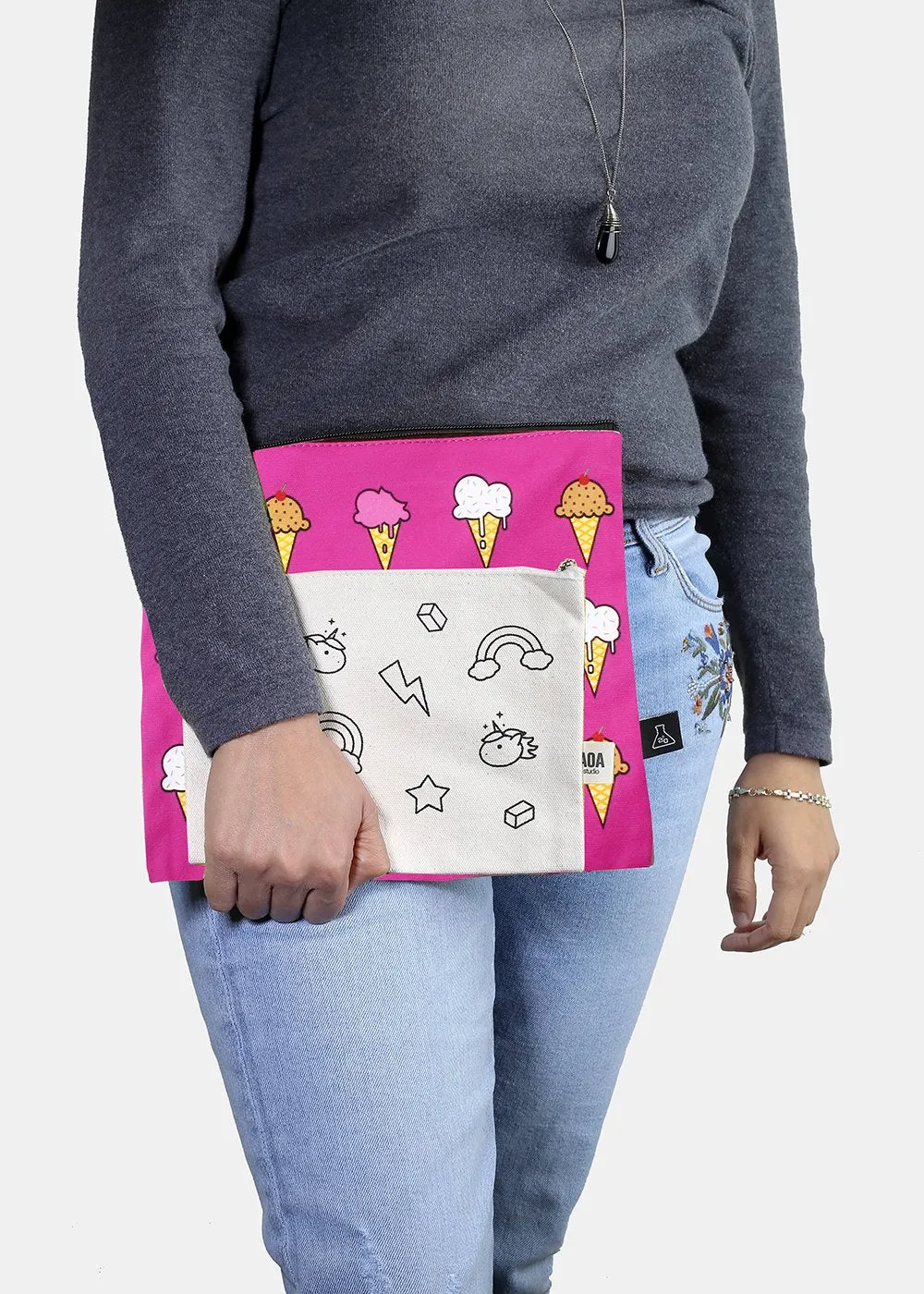 a2o Large Canvas Pouch - Ice Cream Cones