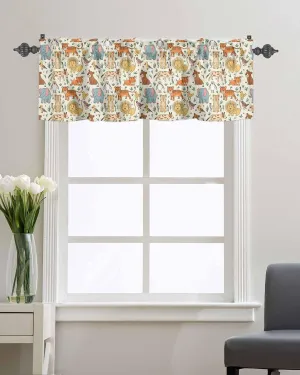 Abstract Cartoon Elephant Tiger Lion Cat Bear Valance for Windows,Rod Pocket Window Treatments Short Kitchen Curtain, Animal Focus Window Panels for Living Room Bathroom Bedroom,54x18In