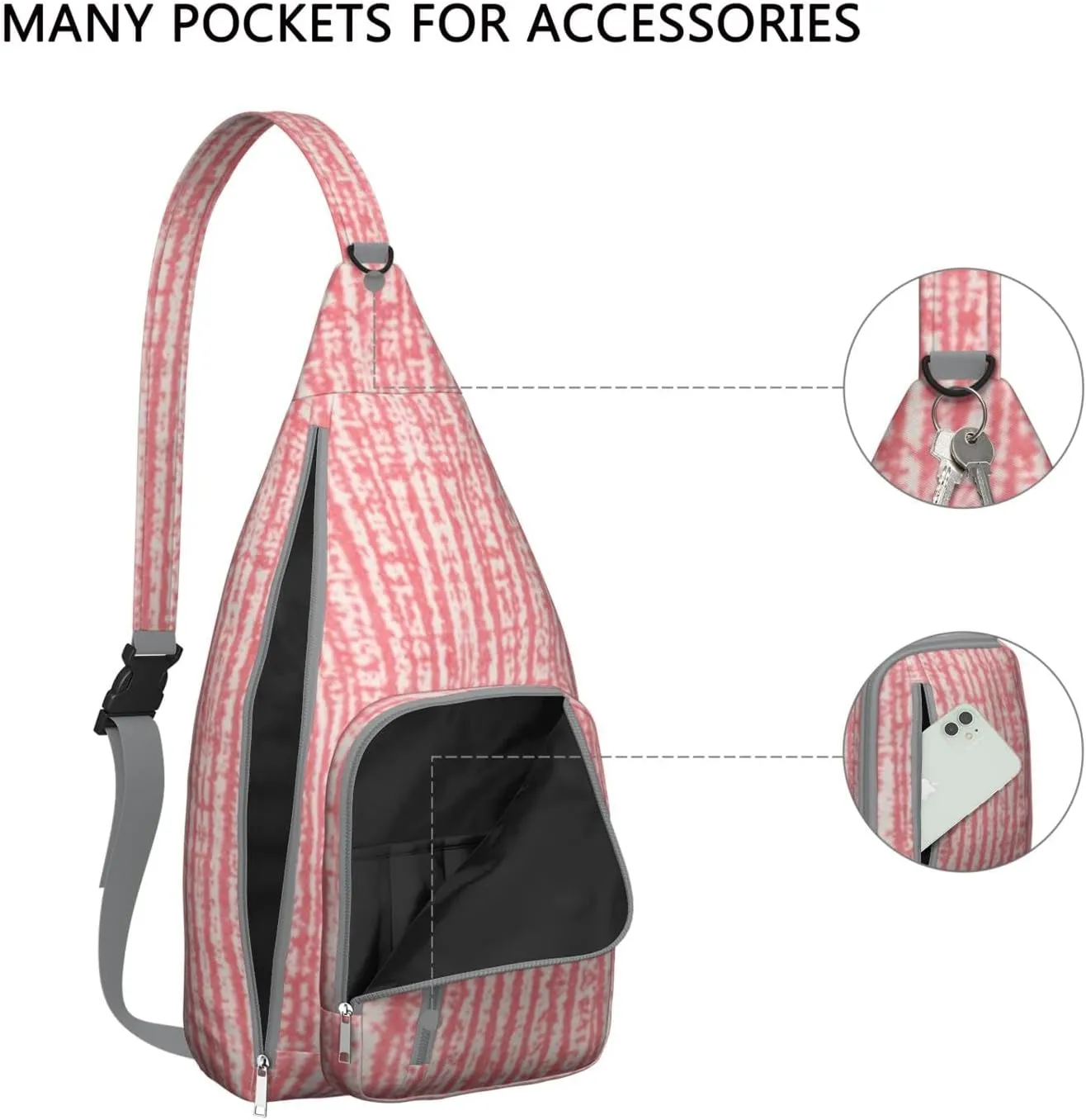 Abstract Hot Pink Crossbody Bag Daypack for Women Men Lightweight Waterproof Sling Bag Backpack Hiking Cycling