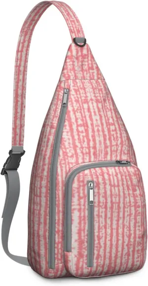 Abstract Hot Pink Crossbody Bag Daypack for Women Men Lightweight Waterproof Sling Bag Backpack Hiking Cycling