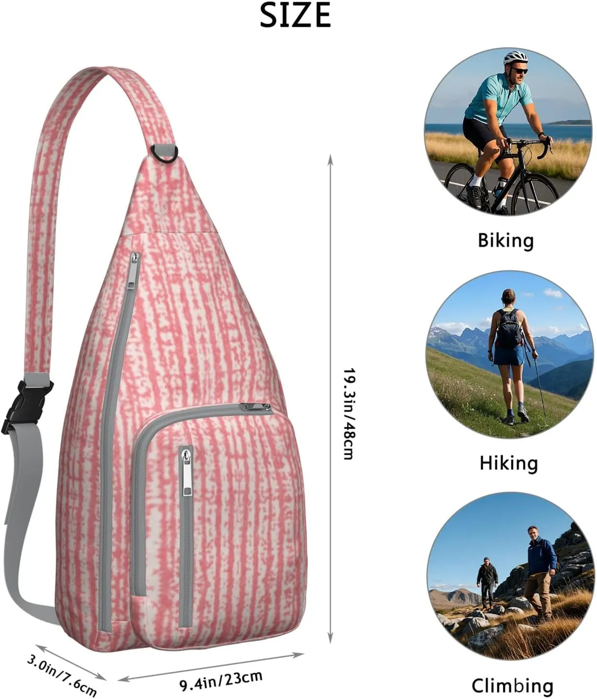Abstract Hot Pink Crossbody Bag Daypack for Women Men Lightweight Waterproof Sling Bag Backpack Hiking Cycling