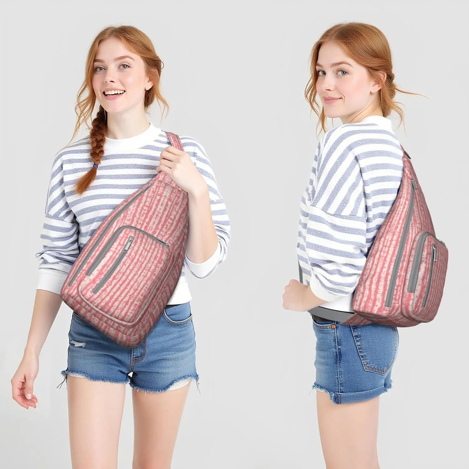 Abstract Hot Pink Crossbody Bag Daypack for Women Men Lightweight Waterproof Sling Bag Backpack Hiking Cycling
