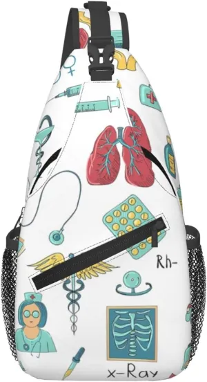 abstraction biology chemistry4 Print Diagonally Sling Bag Cross Bag Adjustable Strap Compact Crossbody Bag Travel Bag