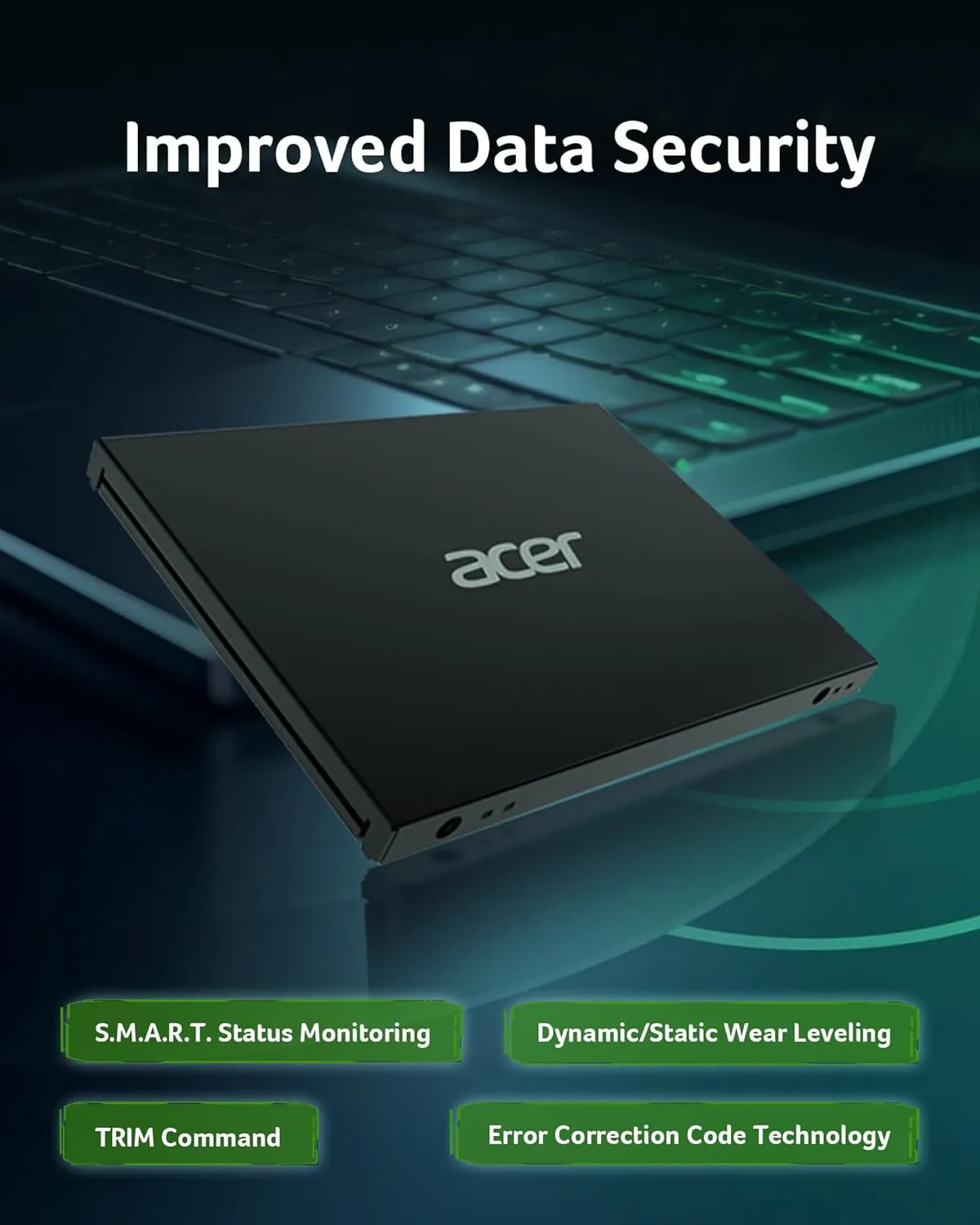 acer RE100 2.5 Inch SATA III SSD 1TB Internal Solid State Drive with SLC Cache, Read Speeds Up to 560MB/s - BL.9BWWA.109