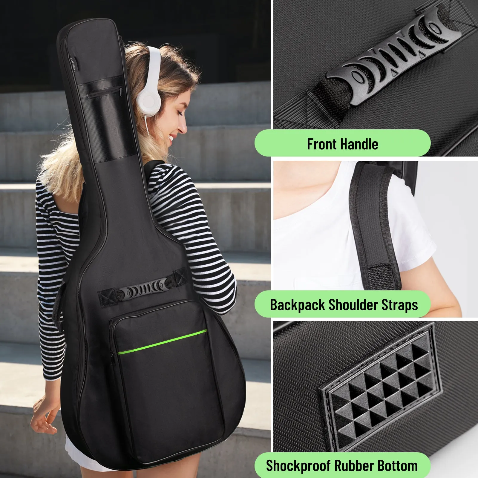 Acoustic Guitar Bag 0.35 Inches Thick Green CY0291