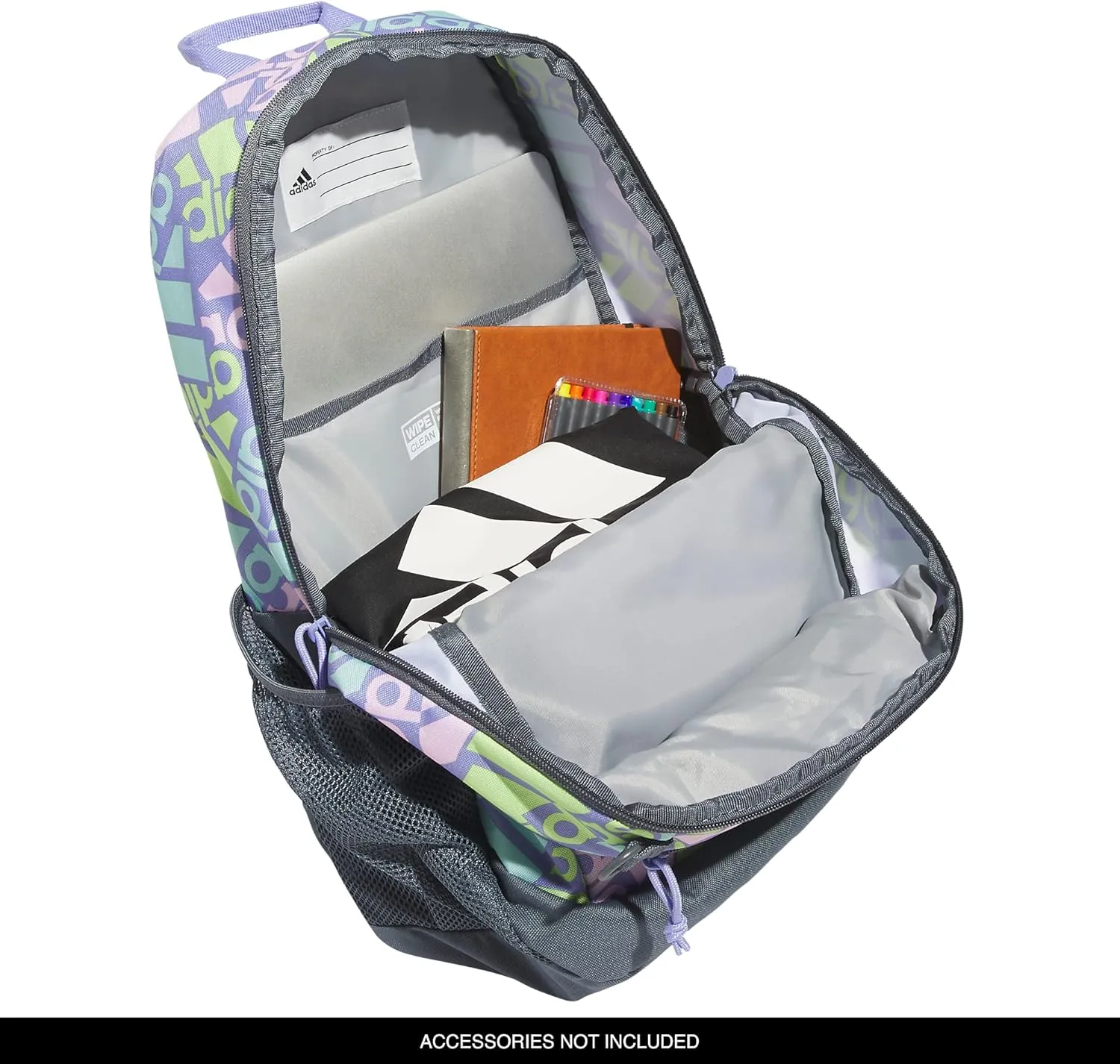 adidas Creator Comfortable and Durable Small Athletic Bag or Laptop Backpack for Women and Men, Adi Multi Collage Light Purple/Onix Grey/White, One Size