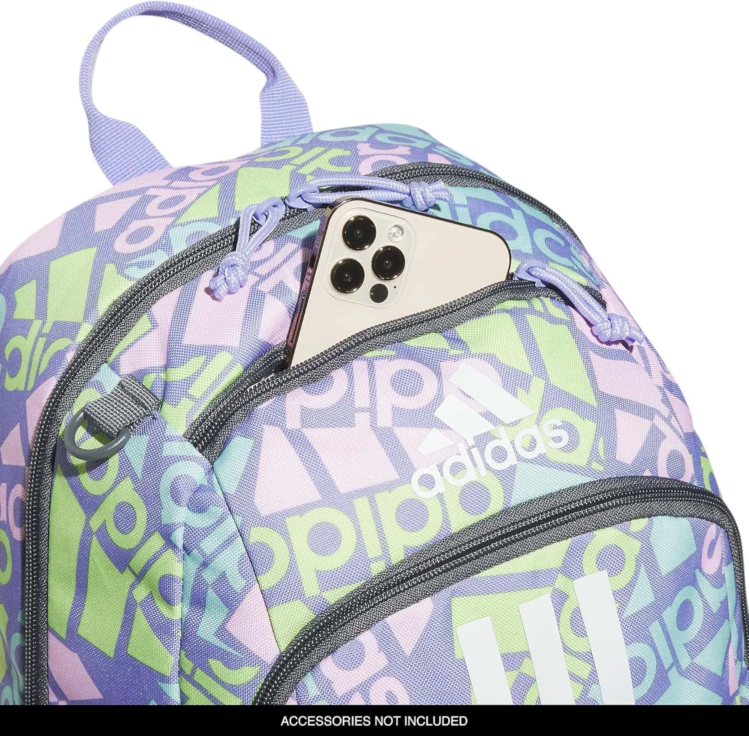 adidas Creator Comfortable and Durable Small Athletic Bag or Laptop Backpack for Women and Men, Adi Multi Collage Light Purple/Onix Grey/White, One Size