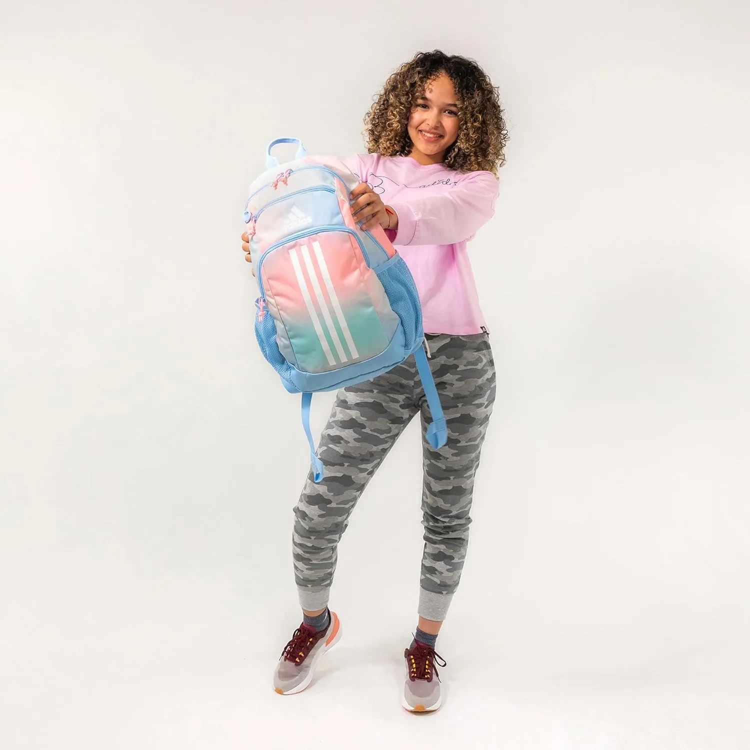 adidas Creator Comfortable and Durable Small Athletic Bag or Laptop Backpack for Women and Men, Adi Multi Collage Light Purple/Onix Grey/White, One Size