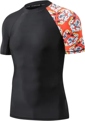 ADOREISM Men's Rash Guard Short Sleeve Quick-Dry UPF 50  Sun Protection Compression Swim Shirts for Men