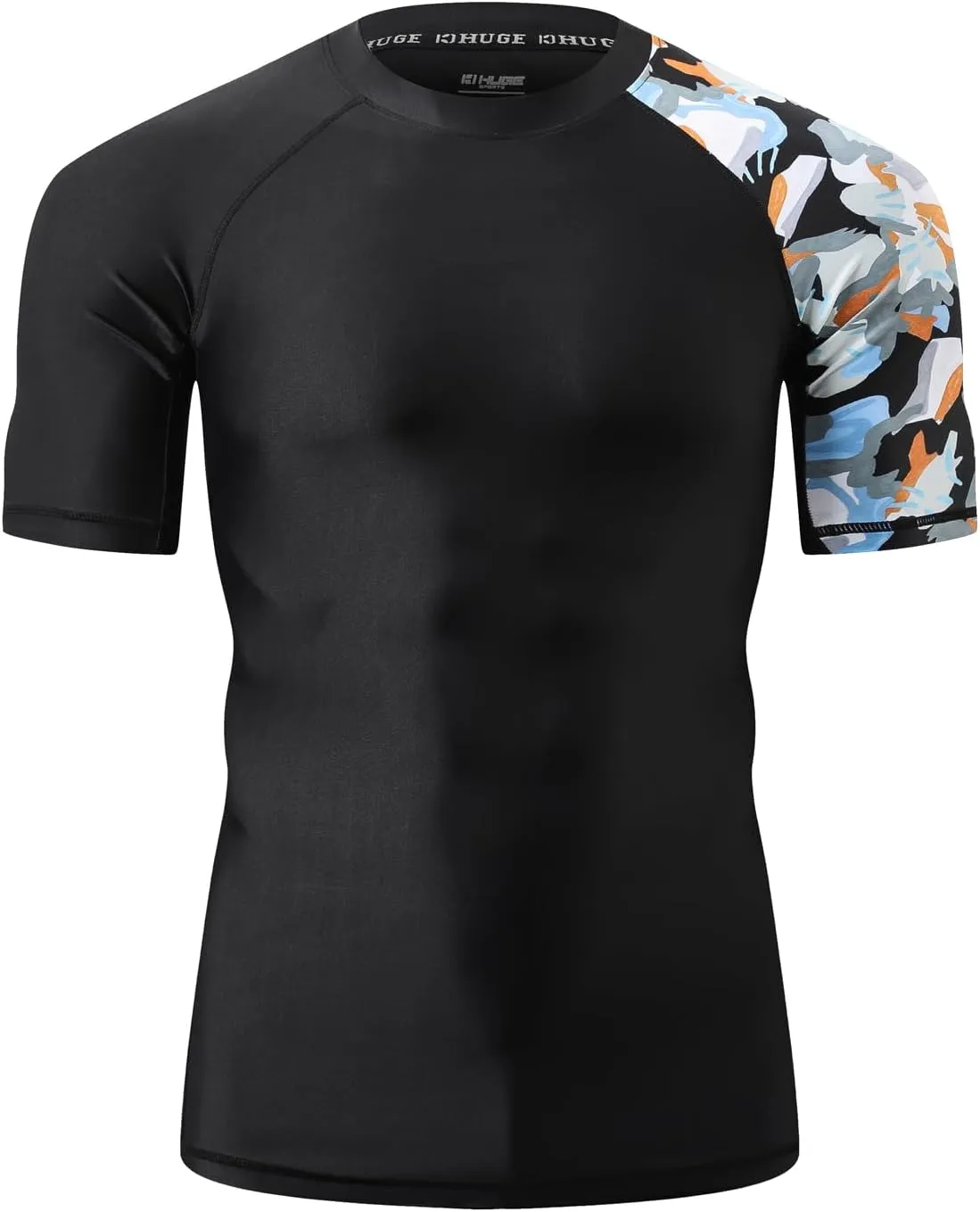 ADOREISM Men's Rash Guard Short Sleeve Quick-Dry UPF 50  Sun Protection Compression Swim Shirts for Men