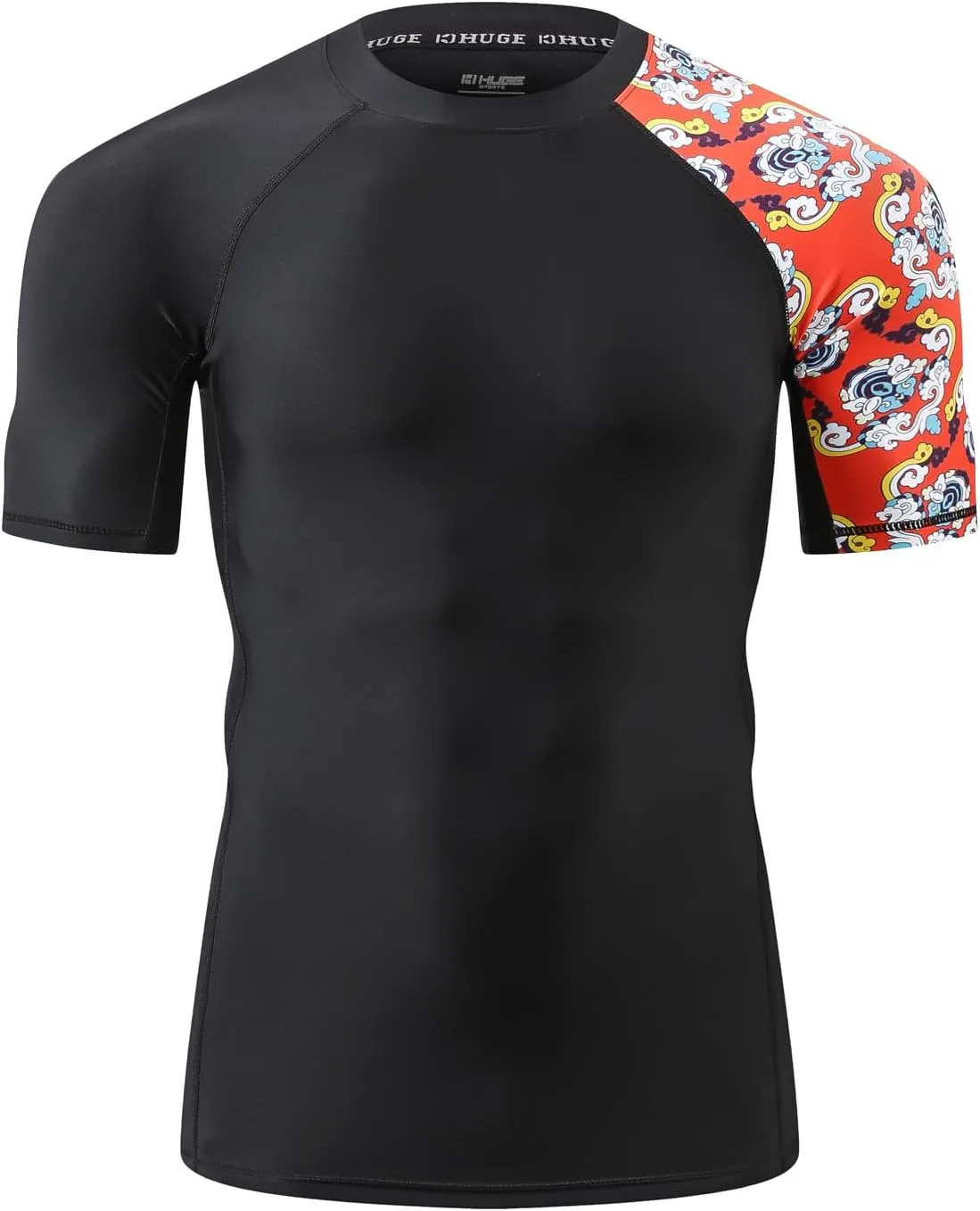 ADOREISM Men's Rash Guard Short Sleeve Quick-Dry UPF 50  Sun Protection Compression Swim Shirts for Men