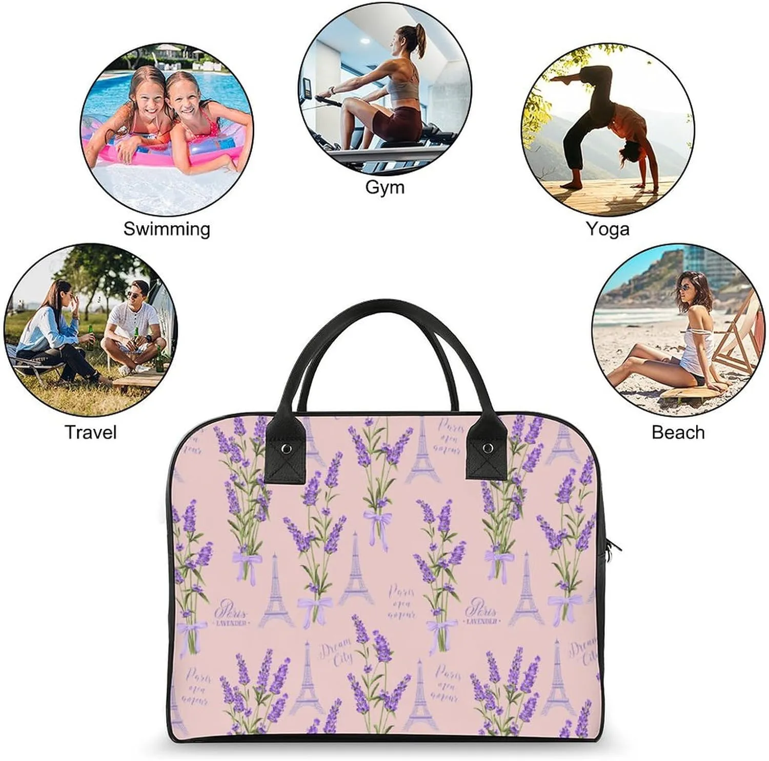 Adult Casual Nylon Colorful Floral Classic Handbag for Touring 13" X 19" X 8"