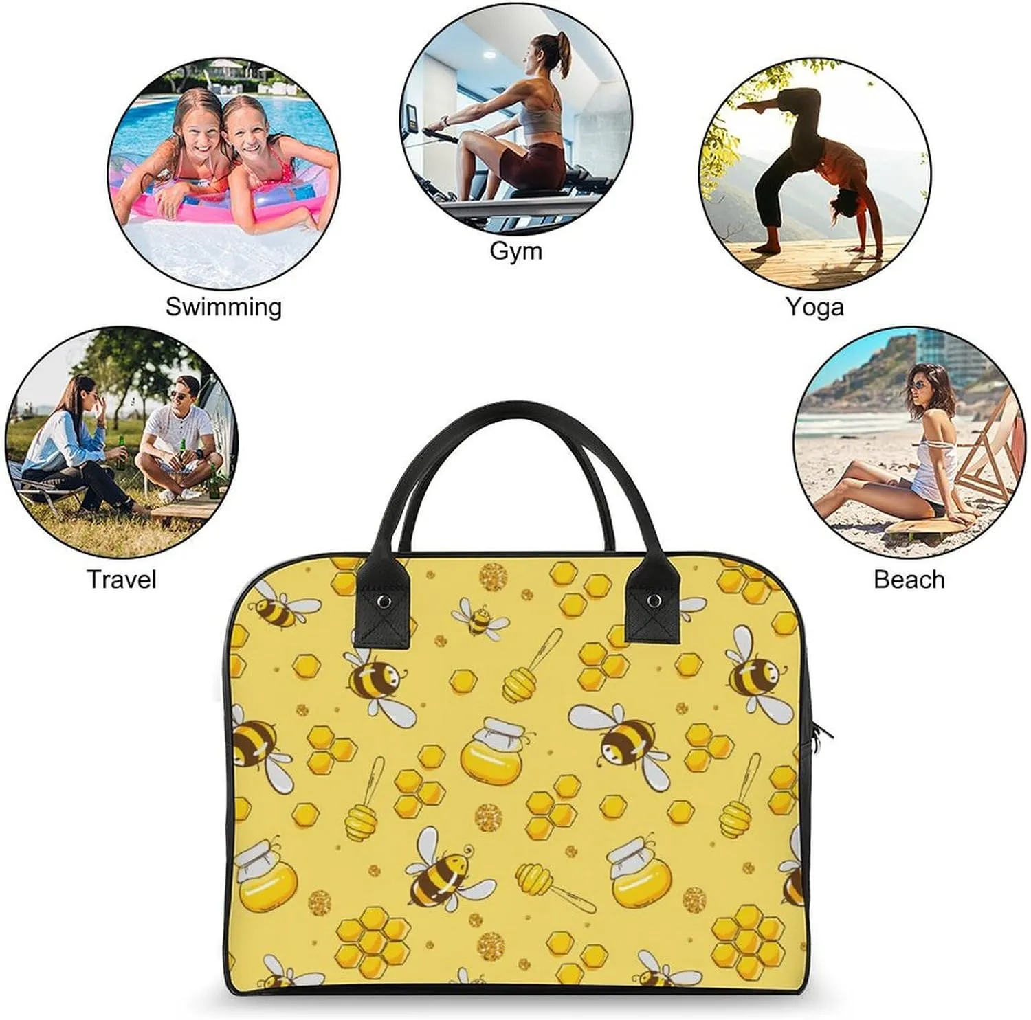 Adult High-capacity Nylon Berries Patterns Classic Handbag for Business Trip 13" X 19" X 8"