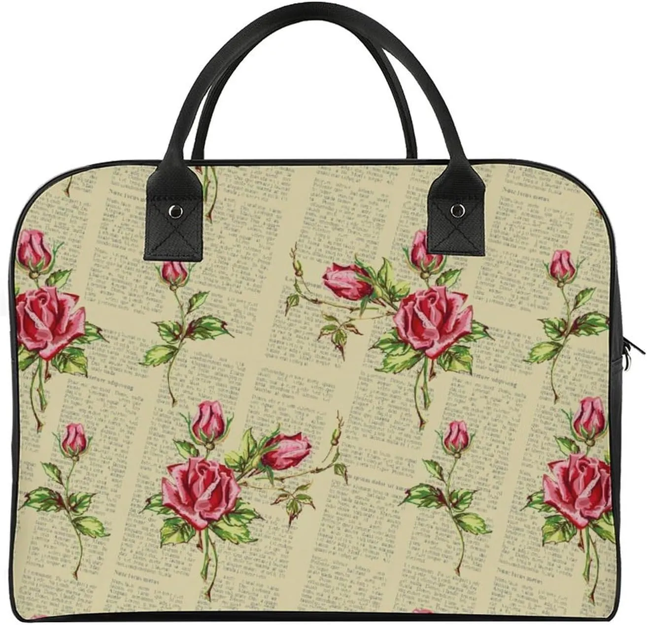 Adult High-capacity Nylon Eiffel Rose Trendy Handbag for Traveling 13" X 19" X 8"