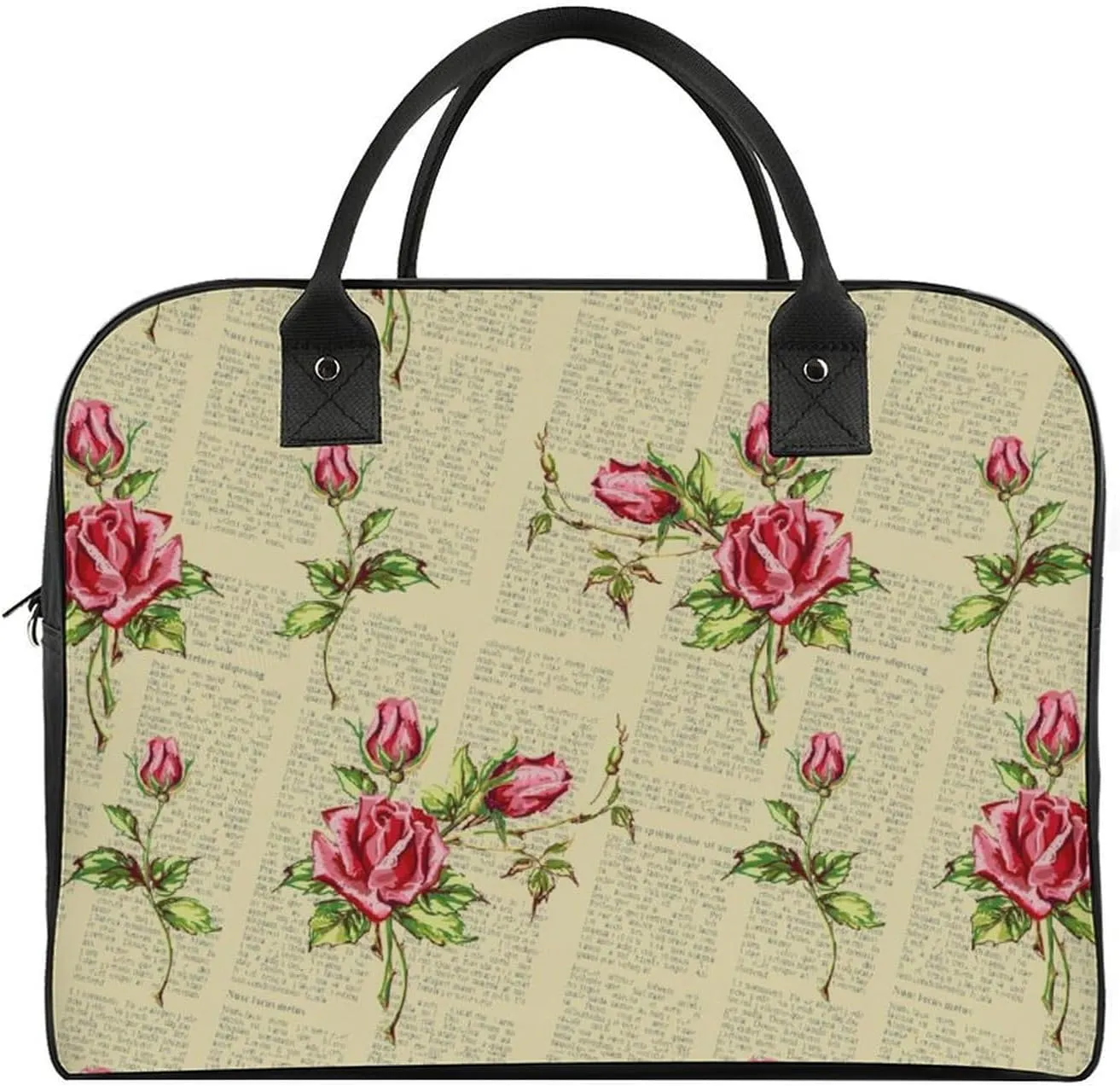 Adult High-capacity Nylon Eiffel Rose Trendy Handbag for Traveling 13" X 19" X 8"