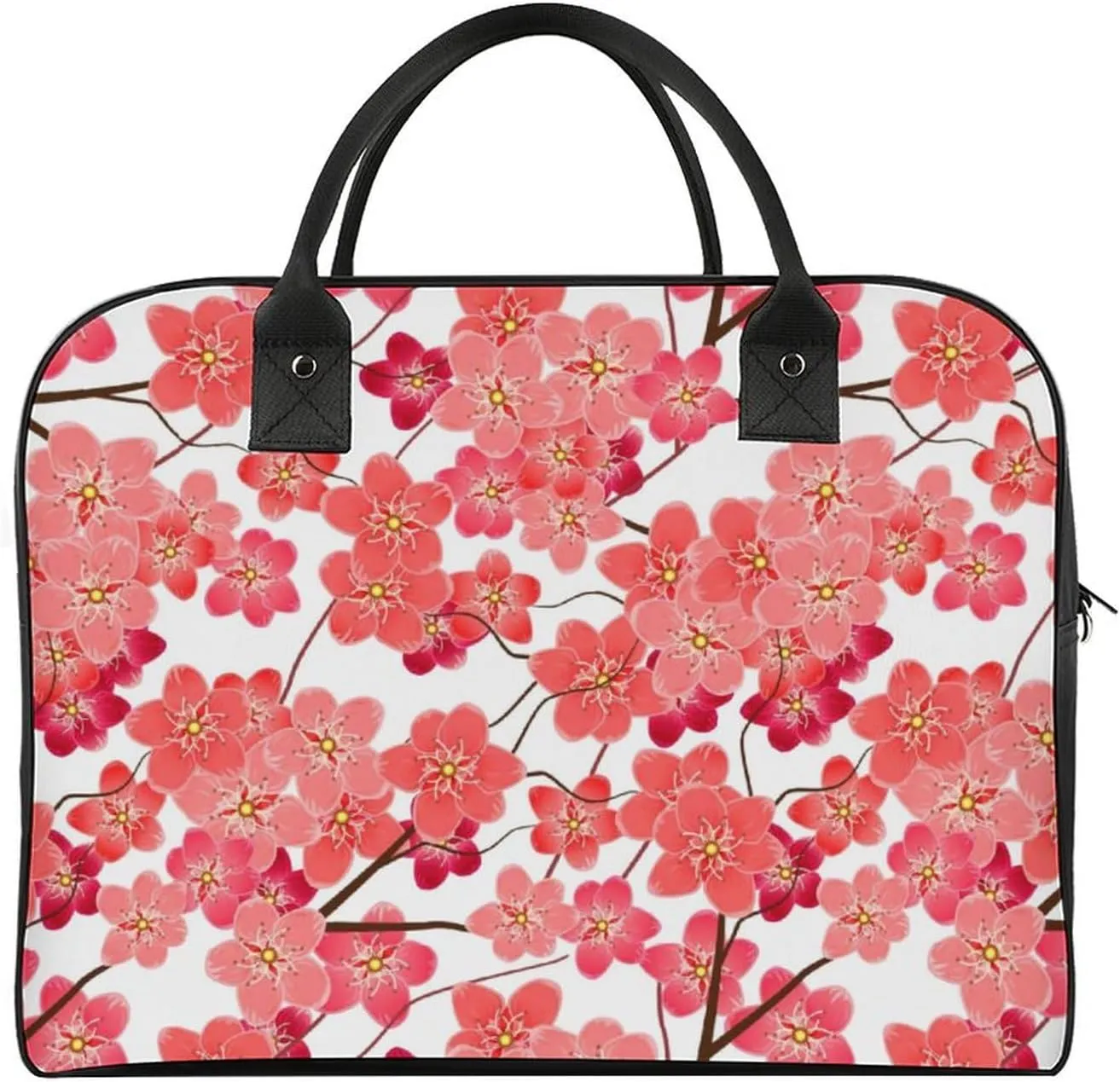Adult Large Capacity Nylon Blue Leaves Modern Handbag for Touring 13" X 19" X 8"
