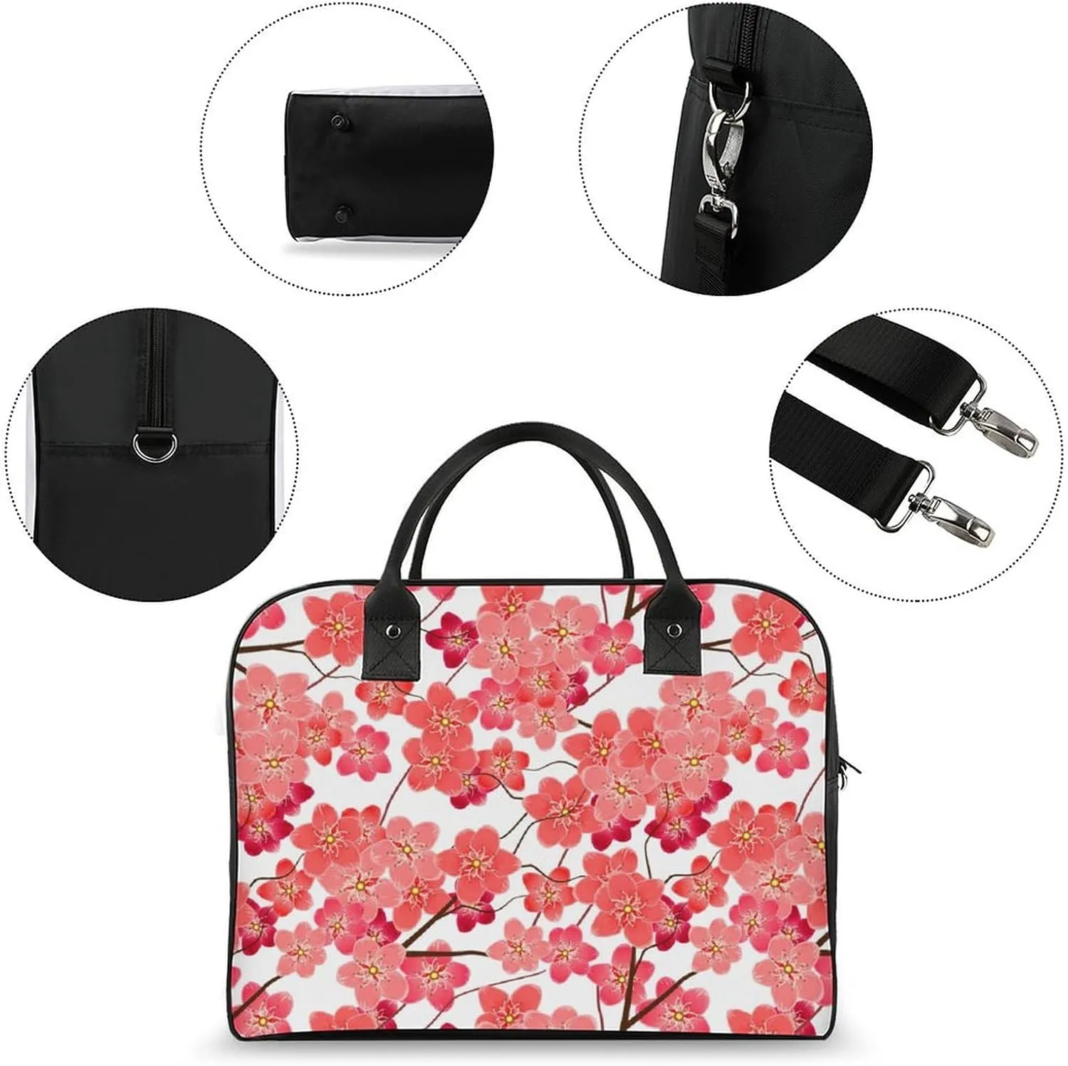Adult Large Capacity Nylon Blue Leaves Modern Handbag for Touring 13" X 19" X 8"