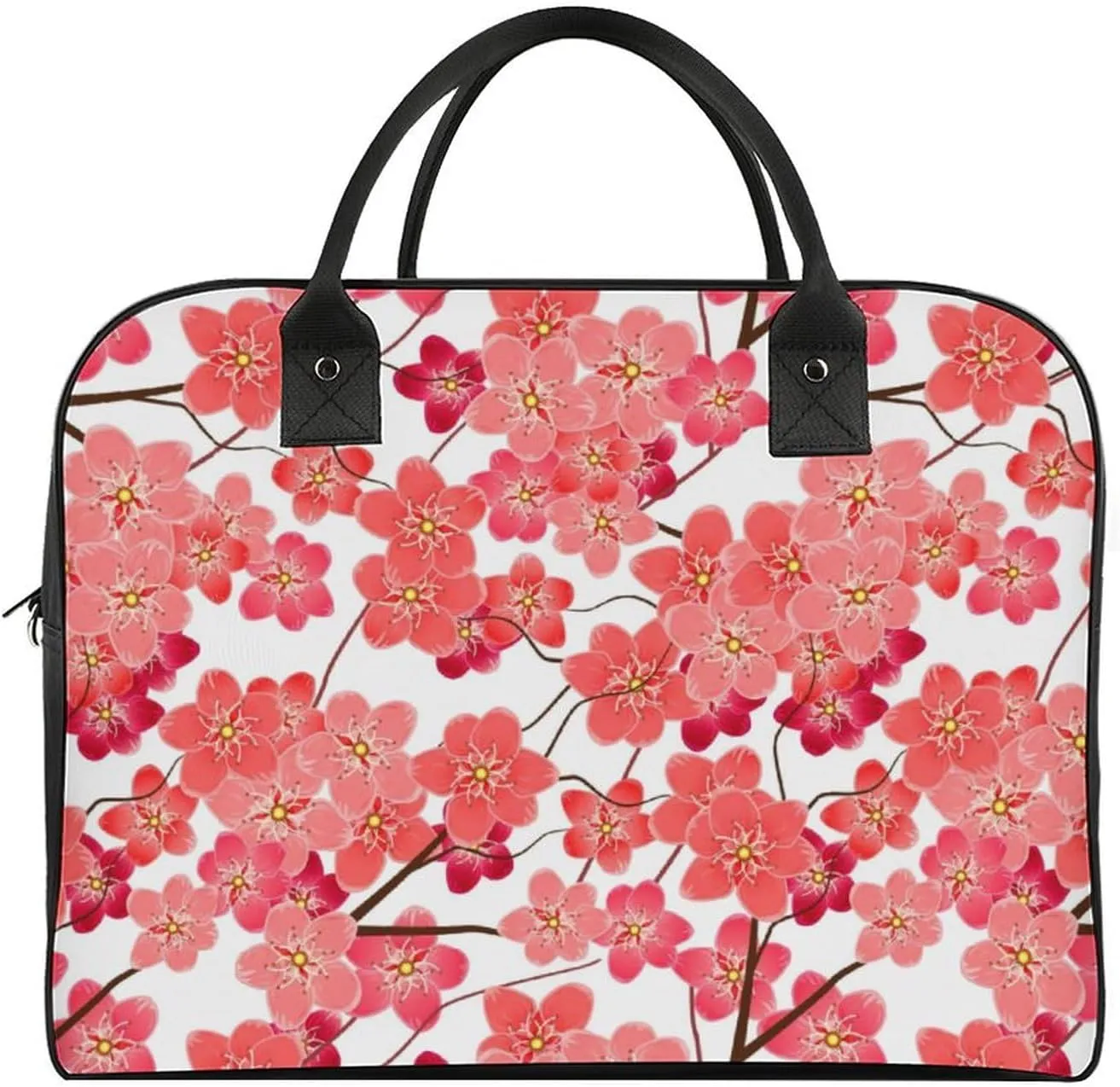 Adult Large Capacity Nylon Blue Leaves Modern Handbag for Touring 13" X 19" X 8"