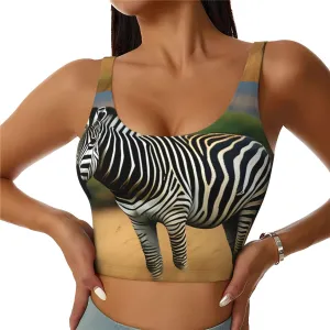 Africa Grassland Zebra Printing Women's Sports Vest for Yoga Workout Fitness - Casual Sleeveless for Athletic Girls, Black, Large