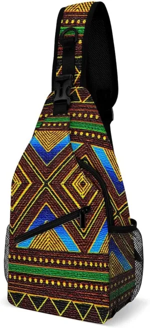 Afrocentric Tribal Motif A Spacious And Large Capacity Portable Adjustable Chest Bag