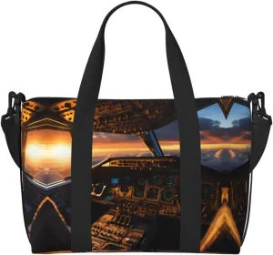 Airplane cockpit Crossbody handbag, travel casual handbag, suitable for work, travel, fitness, tourism, women's zipper storage bag,