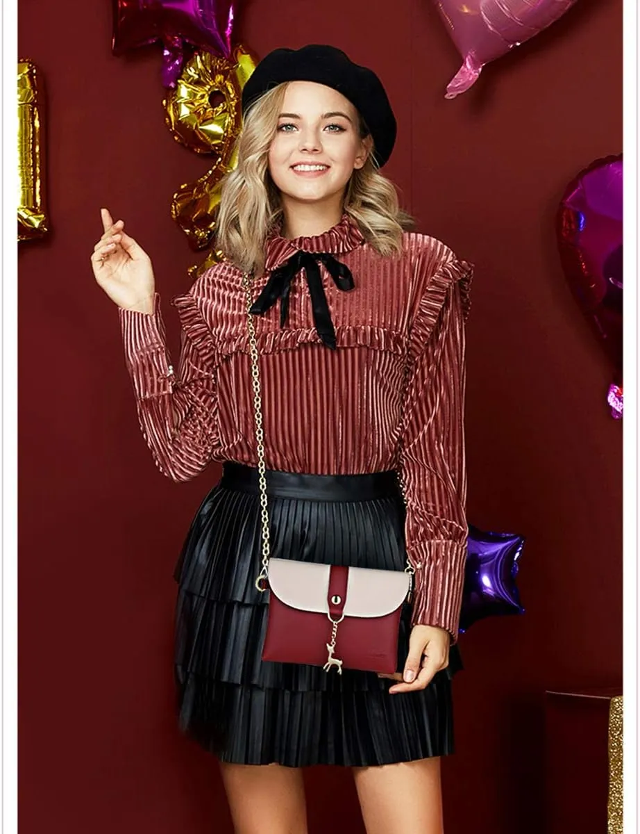 AISPARKY Small Crossbody Purse, PU Leather Small Purse for Girls With Pendant With Strap/Gold Chain Strap