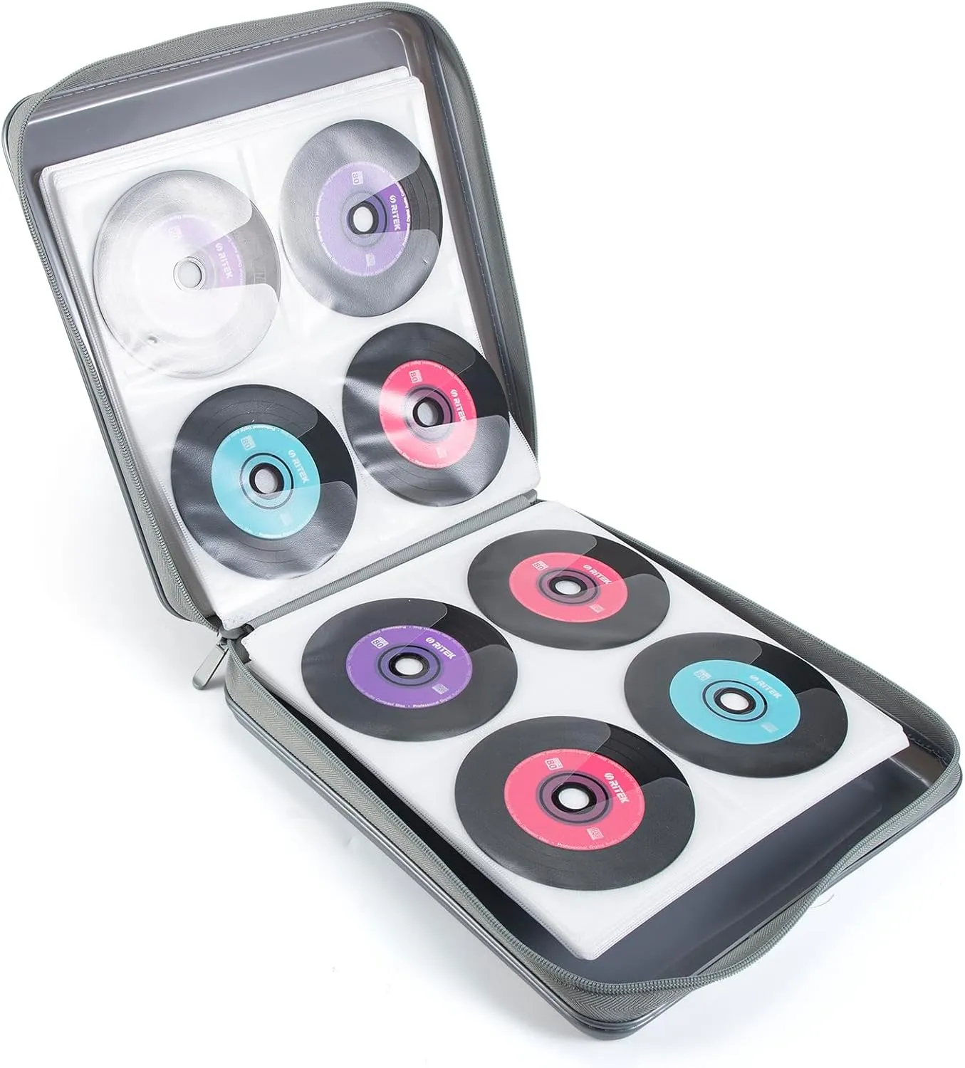alavisxf xx CD Case, 224 Capacity Hard Plastic CD DVD Case Holder, Portable Large Capacity Disc Storage Organizer Holder for Car, Home, Travel (224 Capacity, Grey)