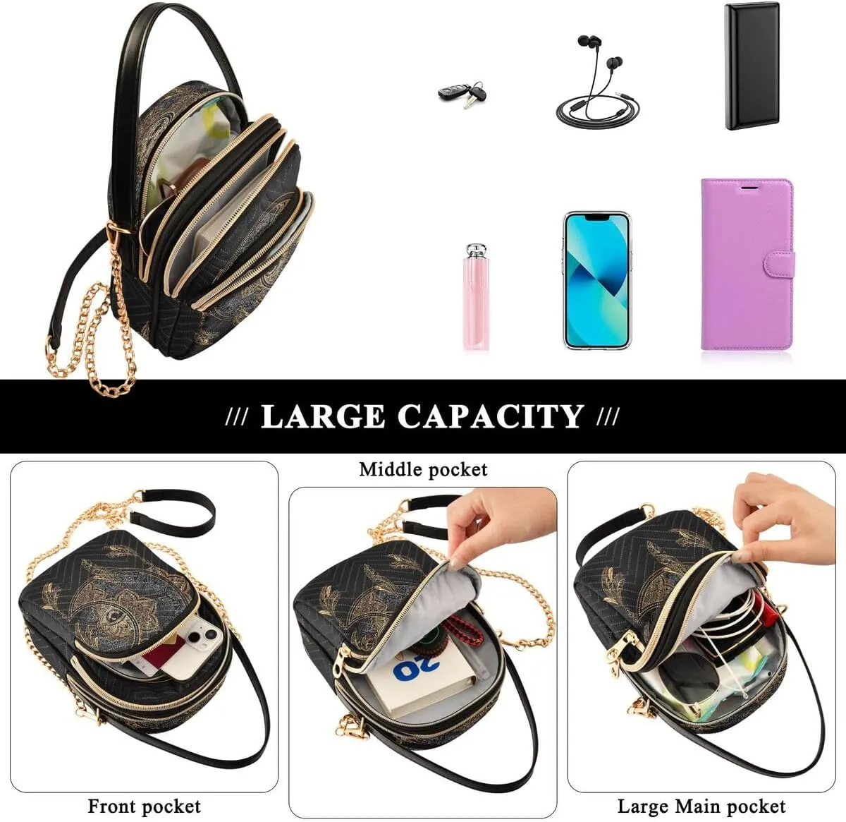 ALAZA Crossbody Bag Small Shoulder Handbags Leather Purse for Women