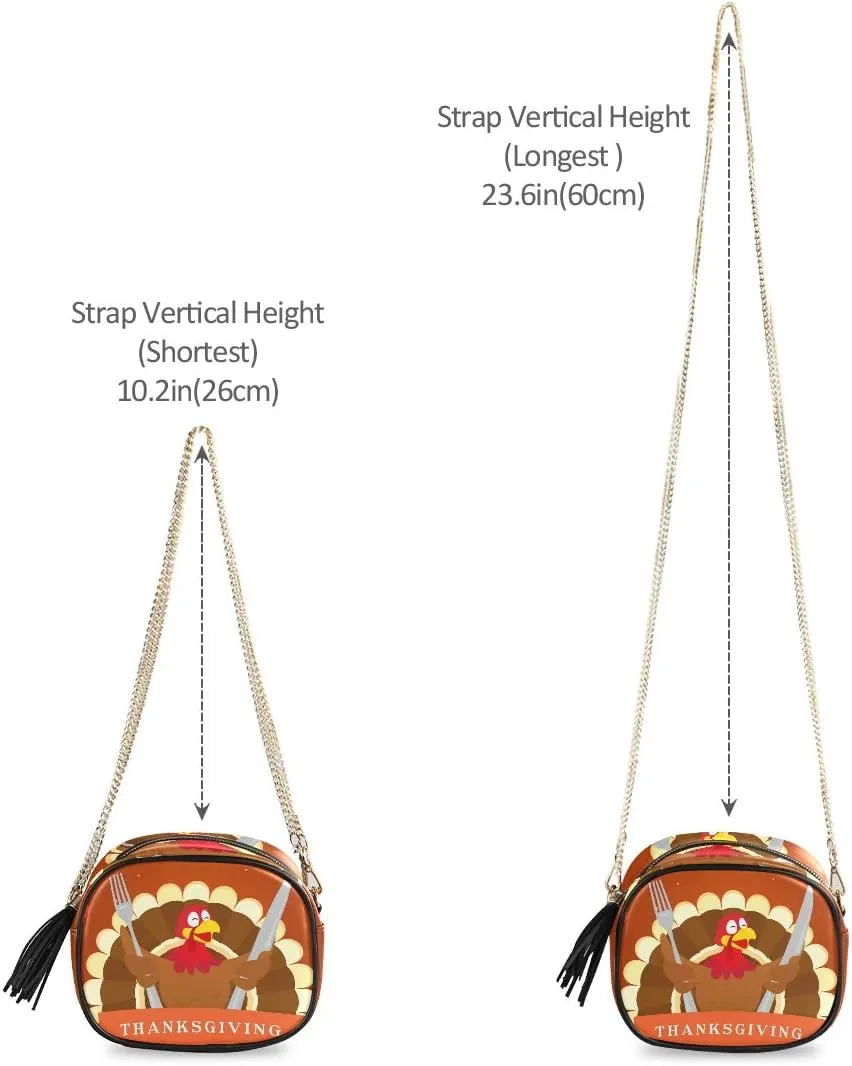 ALAZA Happy Thanksgiving Turkey Bird Crossbody Bag with Adjustable Metal Chain Strap for Women Girl