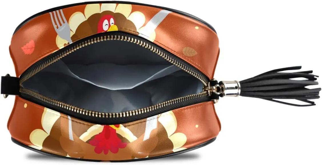 ALAZA Happy Thanksgiving Turkey Bird Crossbody Bag with Adjustable Metal Chain Strap for Women Girl