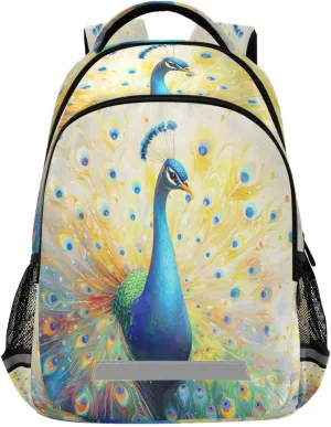 ALAZA Peacock01 Backpacks Travel Laptop Daypack School Book Bag for Men Women Teens Kids