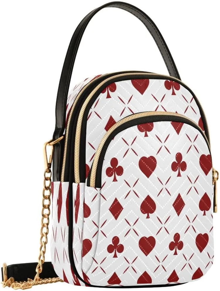 ALAZA Poker Abstract White Card Crossbody Bag Small Shoulder Handbags Leather Purse for Women