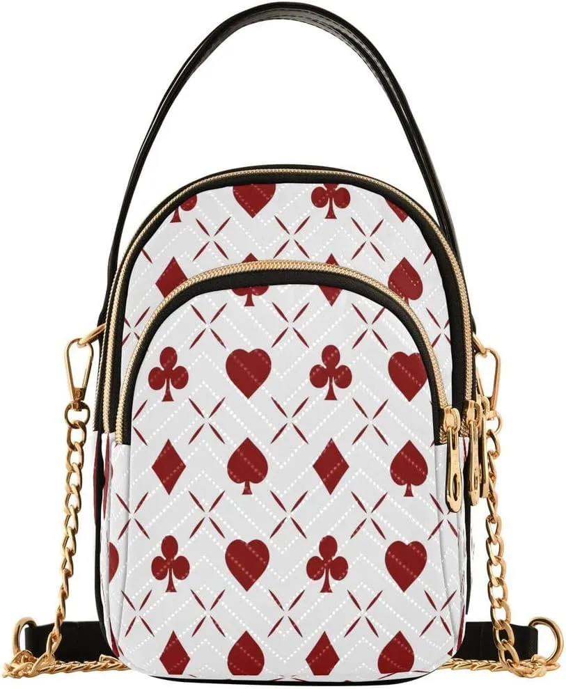 ALAZA Poker Abstract White Card Crossbody Bag Small Shoulder Handbags Leather Purse for Women
