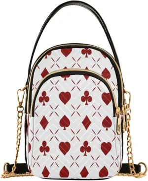 ALAZA Poker Abstract White Card Crossbody Bag Small Shoulder Handbags Leather Purse for Women