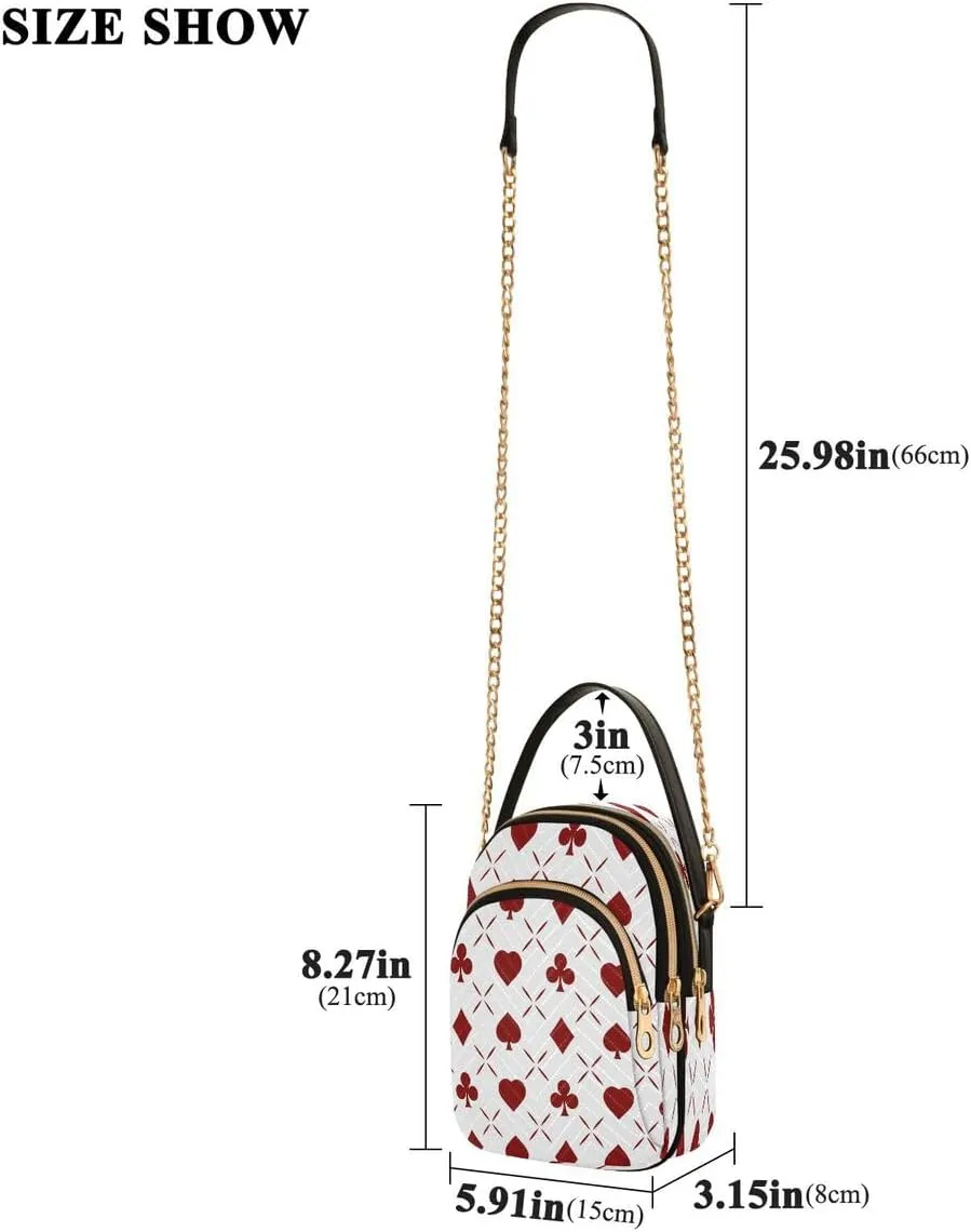 ALAZA Poker Abstract White Card Crossbody Bag Small Shoulder Handbags Leather Purse for Women