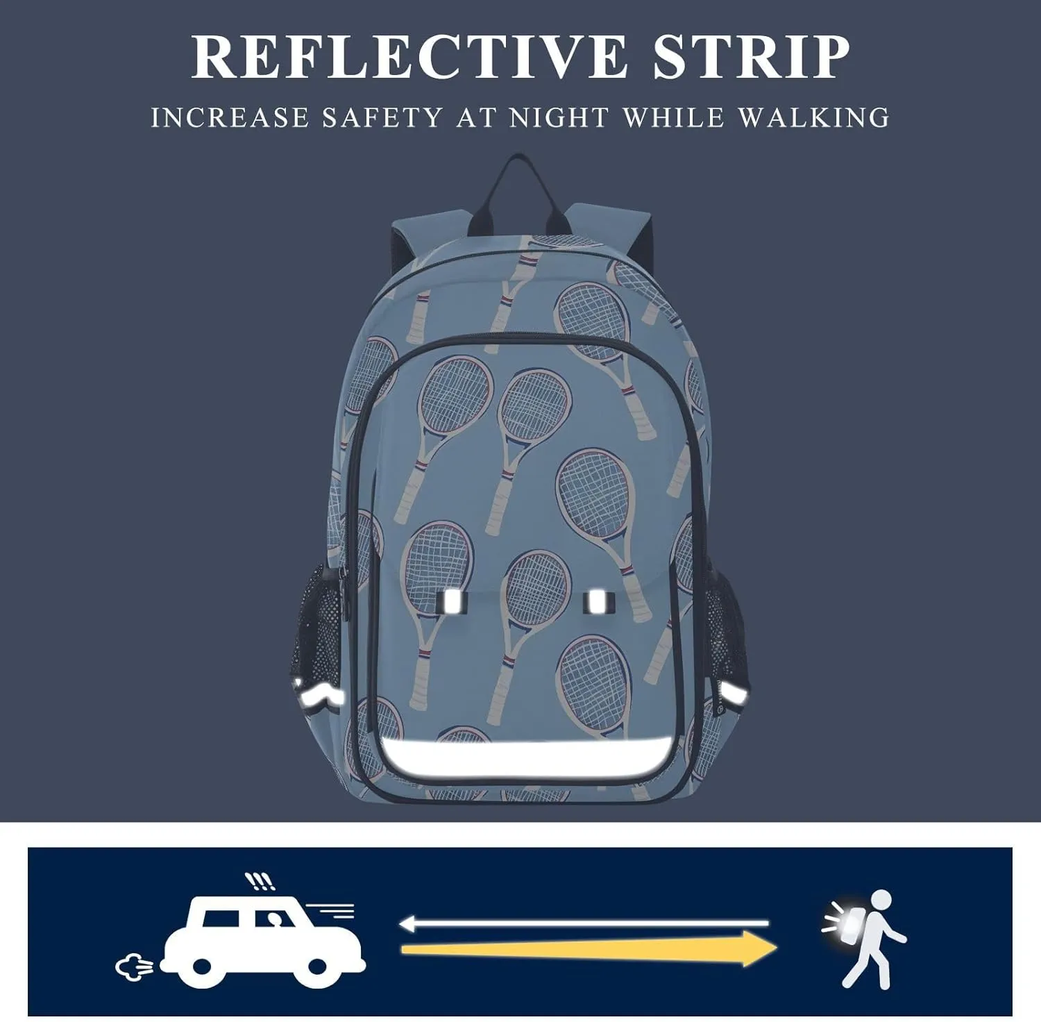ALAZA Tennis Racket Blue Laptop Backpack Purse for Women Men School Bag 17 Inch Bookbag Student Boys Girls Travel Casual Daypack