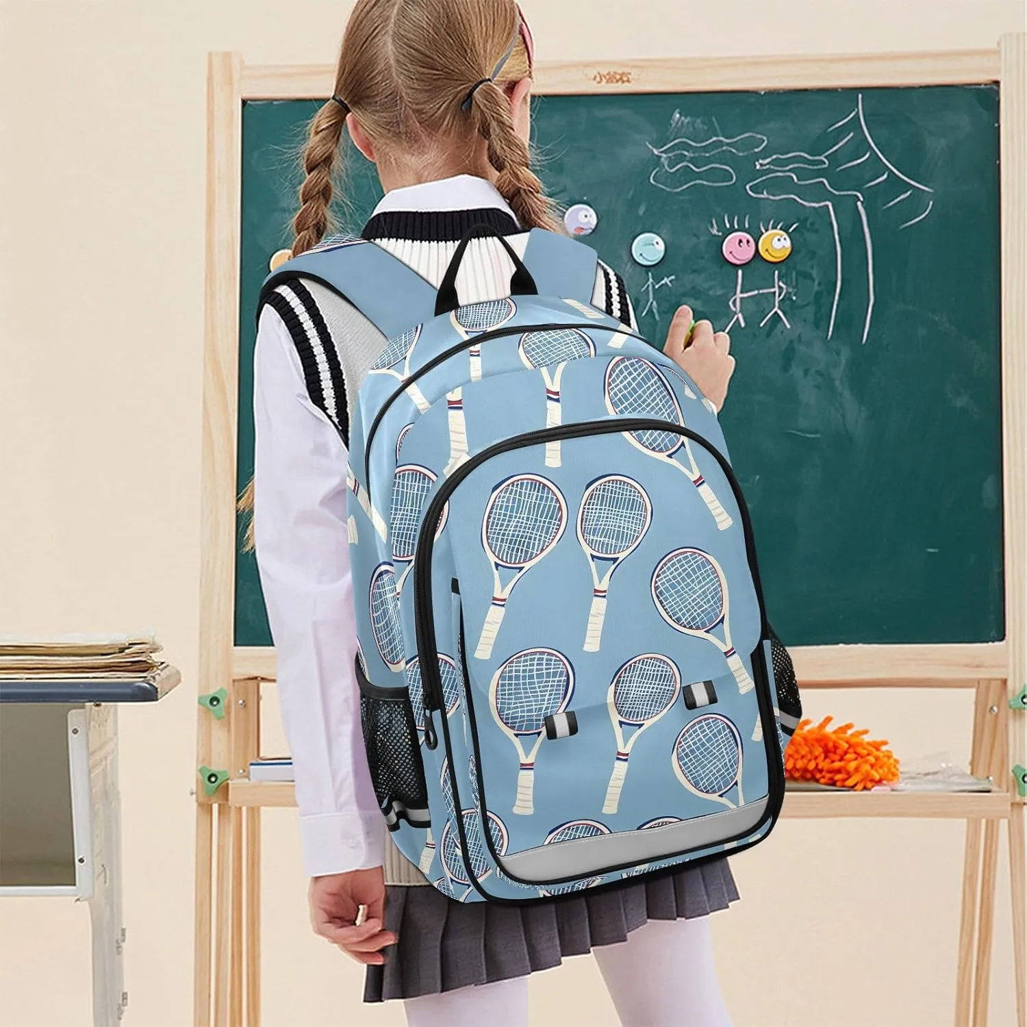 ALAZA Tennis Racket Blue Laptop Backpack Purse for Women Men School Bag 17 Inch Bookbag Student Boys Girls Travel Casual Daypack