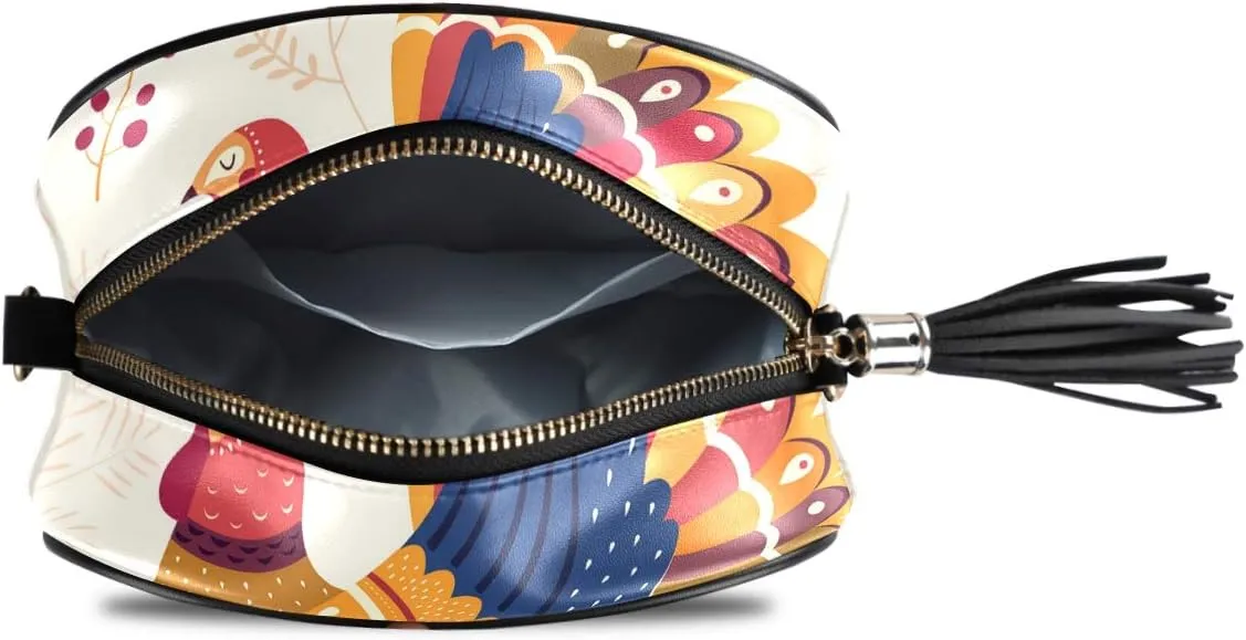 ALAZA Thanksgiving Day Funny Turkey Cross Body Fashion Chain Bag Single Shoulder PU Leather Purse for Women Girls