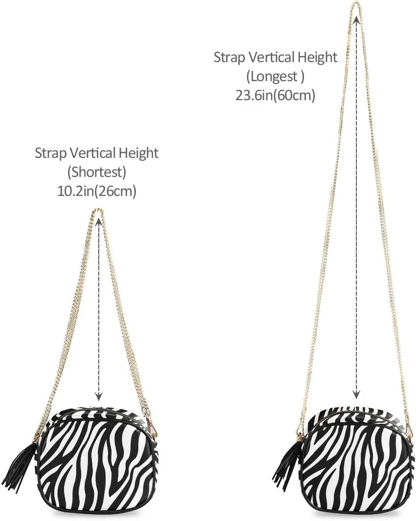 ALAZA Women's Stylish Black White Zebra Look PU Leather Crossbody Bag Shoulder Purse with Tassel