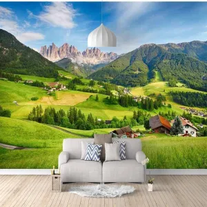 Alpine Grassland 3D Wall Murals, Natural Scenery Mural Art Peel and Stick Wallpaper Removable Wall Stickers for Living Room Bedroom Wall Decor,59"Wx40"H
