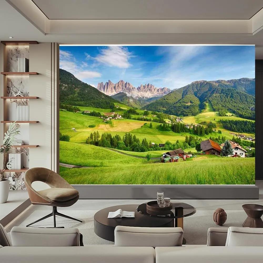 Alpine Grassland 3D Wall Murals, Natural Scenery Mural Art Peel and Stick Wallpaper Removable Wall Stickers for Living Room Bedroom Wall Decor,59"Wx40"H